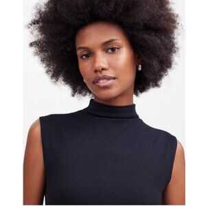 Madewell Funnel Neck TEE Black XXS Cropped Muscle Tee Tank Stretch NWT